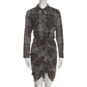 Veronica Beard Black and Gray Asymmetrical Dress button down with tie, sz 2